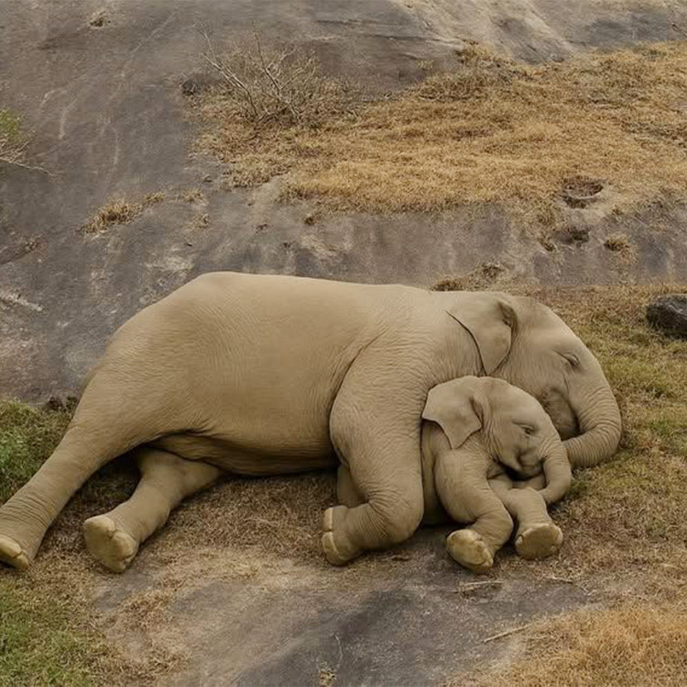 💔🐘 Un amor que trasciende la vida y la muerte: El momento desgarrador en que una madre elefante se acostó abrazando el cuerpo de su cría… hasta ayunar y exhalar su último aliento junto a ella.