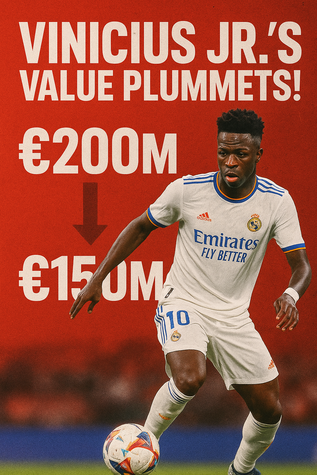 🚨 Vinicius Jr.’s Value Plummets! From €200M Superstar to €150M Question Mark – Is Real Madrid Losing Their Jewel?